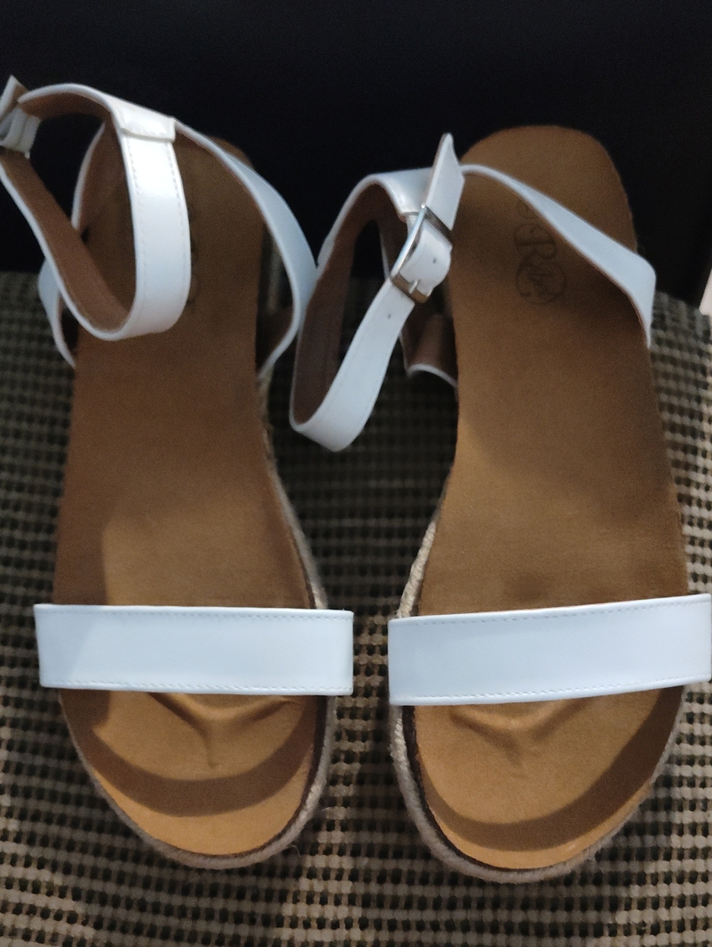 rebels White Ankle-Strap Espadrille Sandals